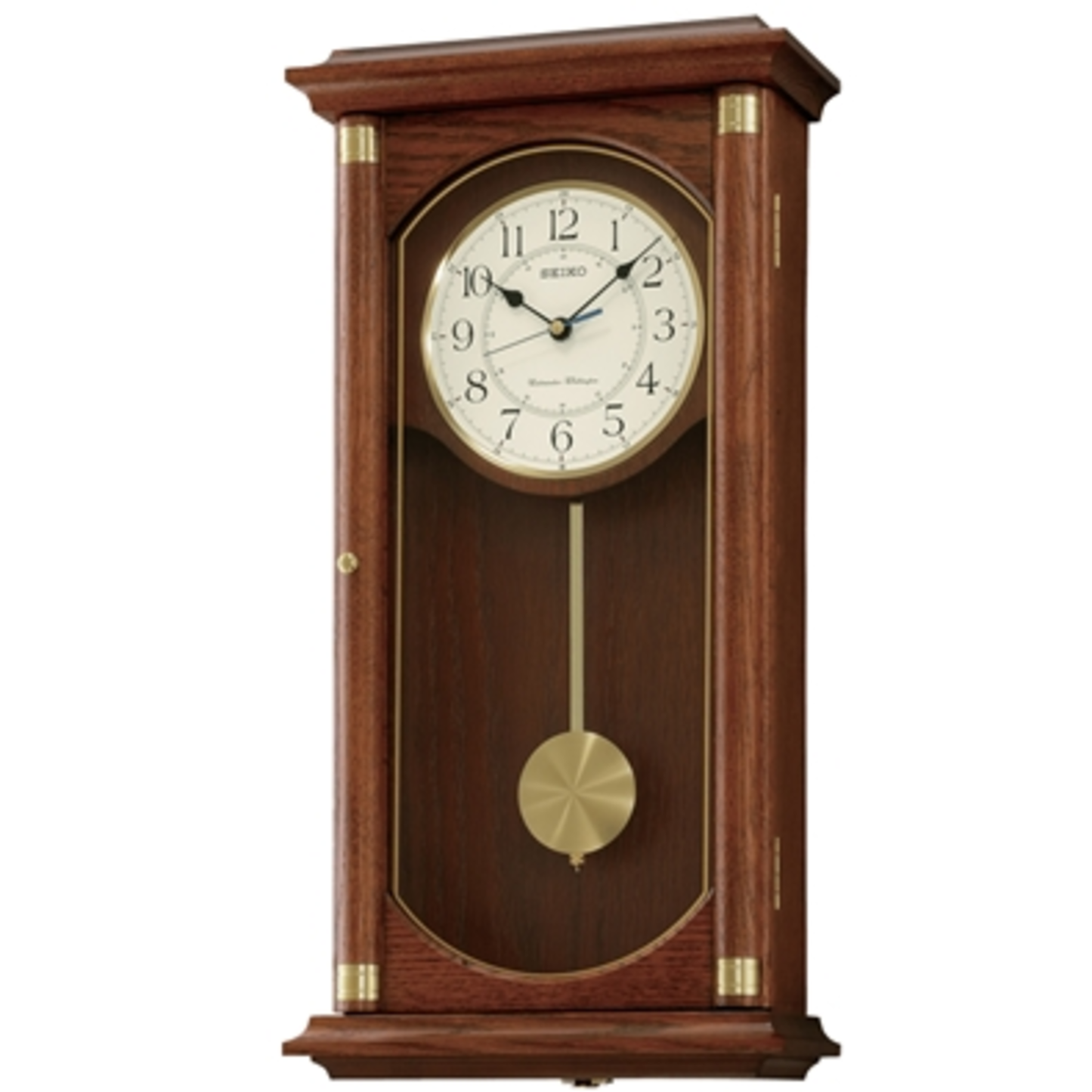 RECTANGLE WALL CLOCK W PENDULUM AND CHIMES, BROWN