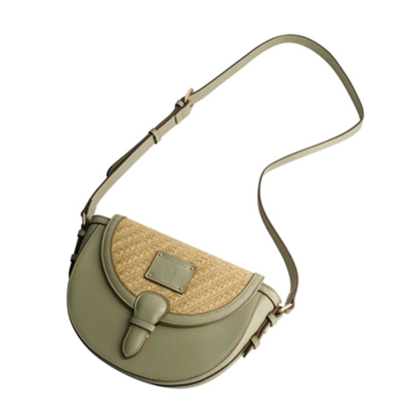 RAFFIA CROSSBODY FLAP BAG, SAGE