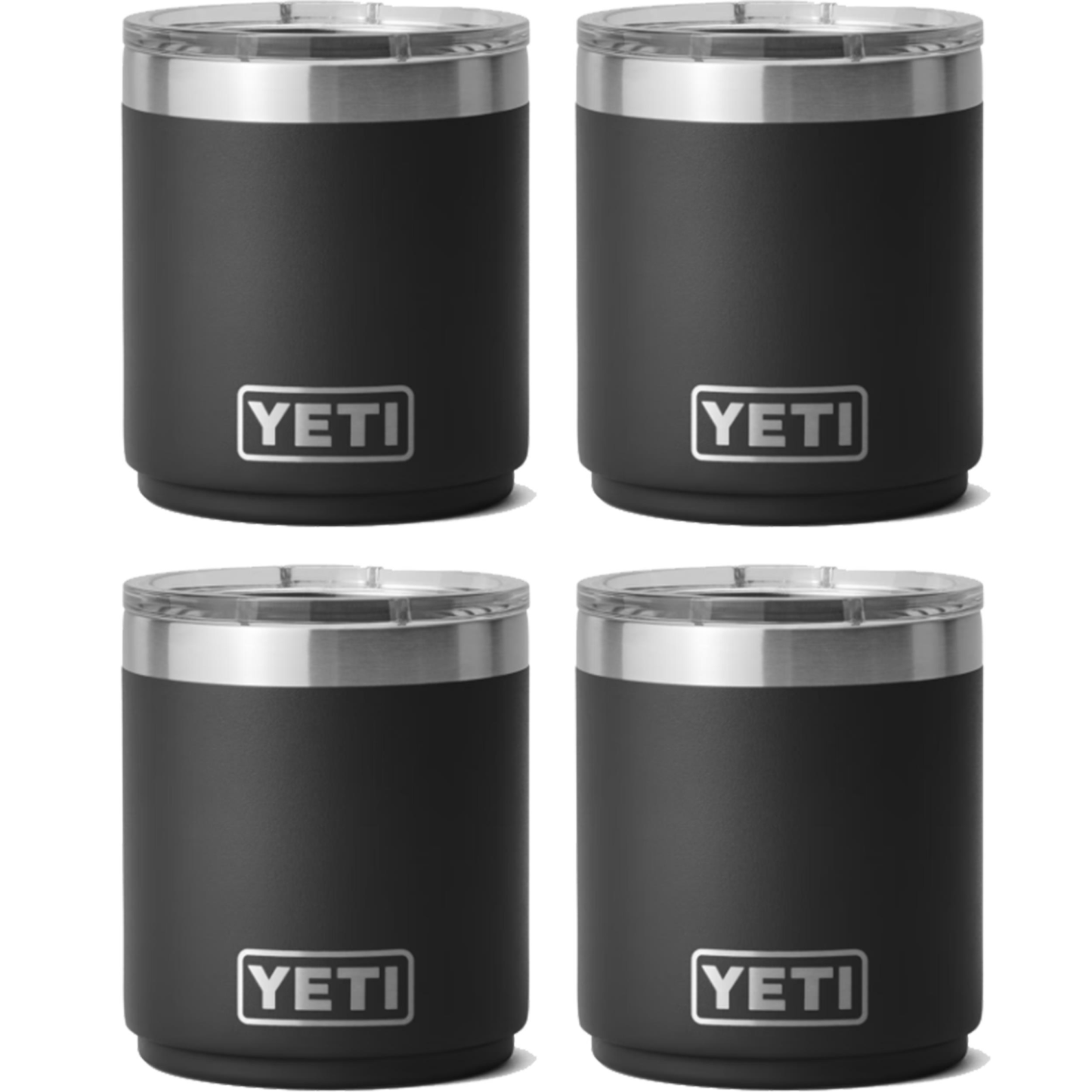 YETI RAMBLER 10 OZ. STACKABLE LOWBALL WITH MAGSLIDER LID - BLACK (4-PACK)