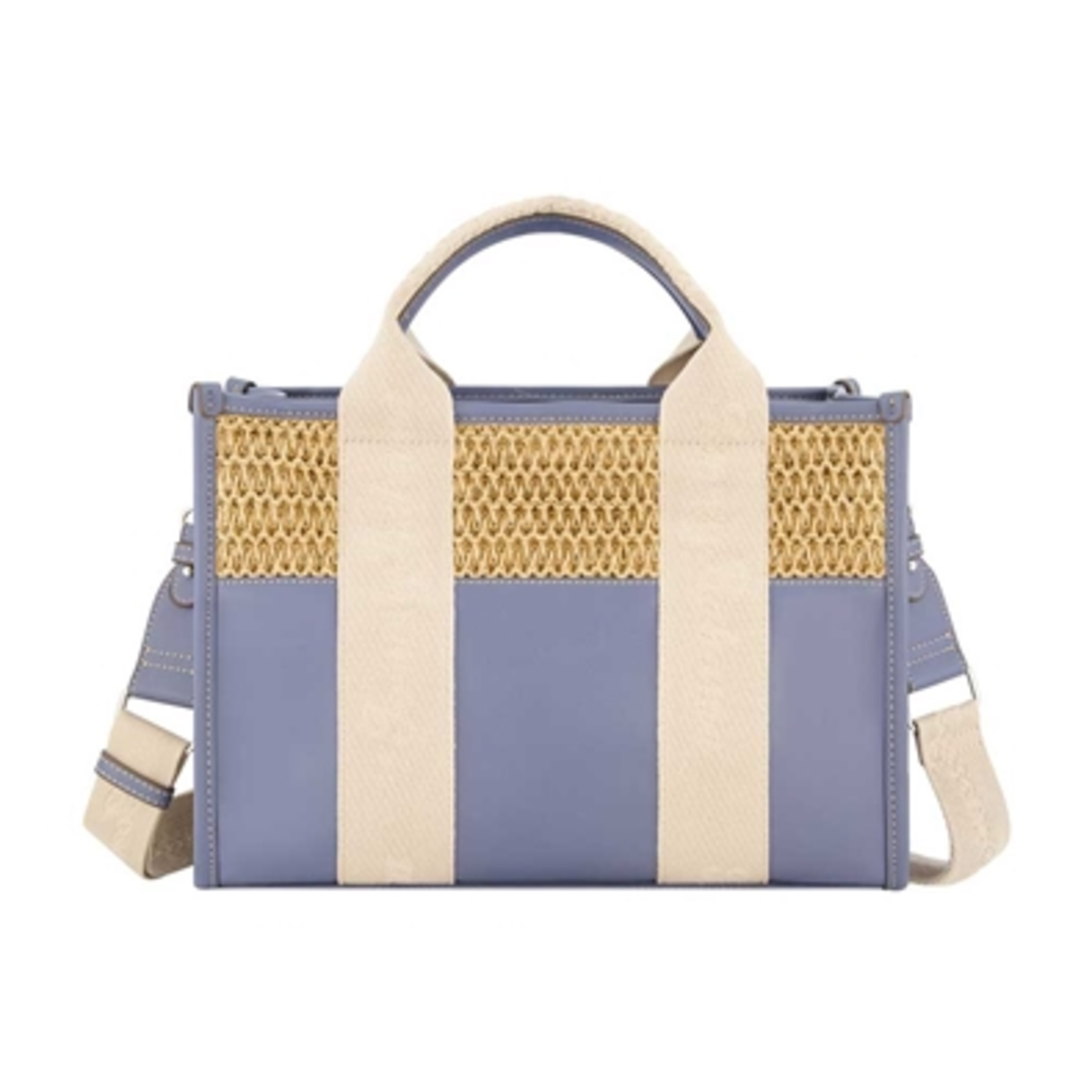 RAFFIA LOGO WEBBING MODERN TOTE, NAVY