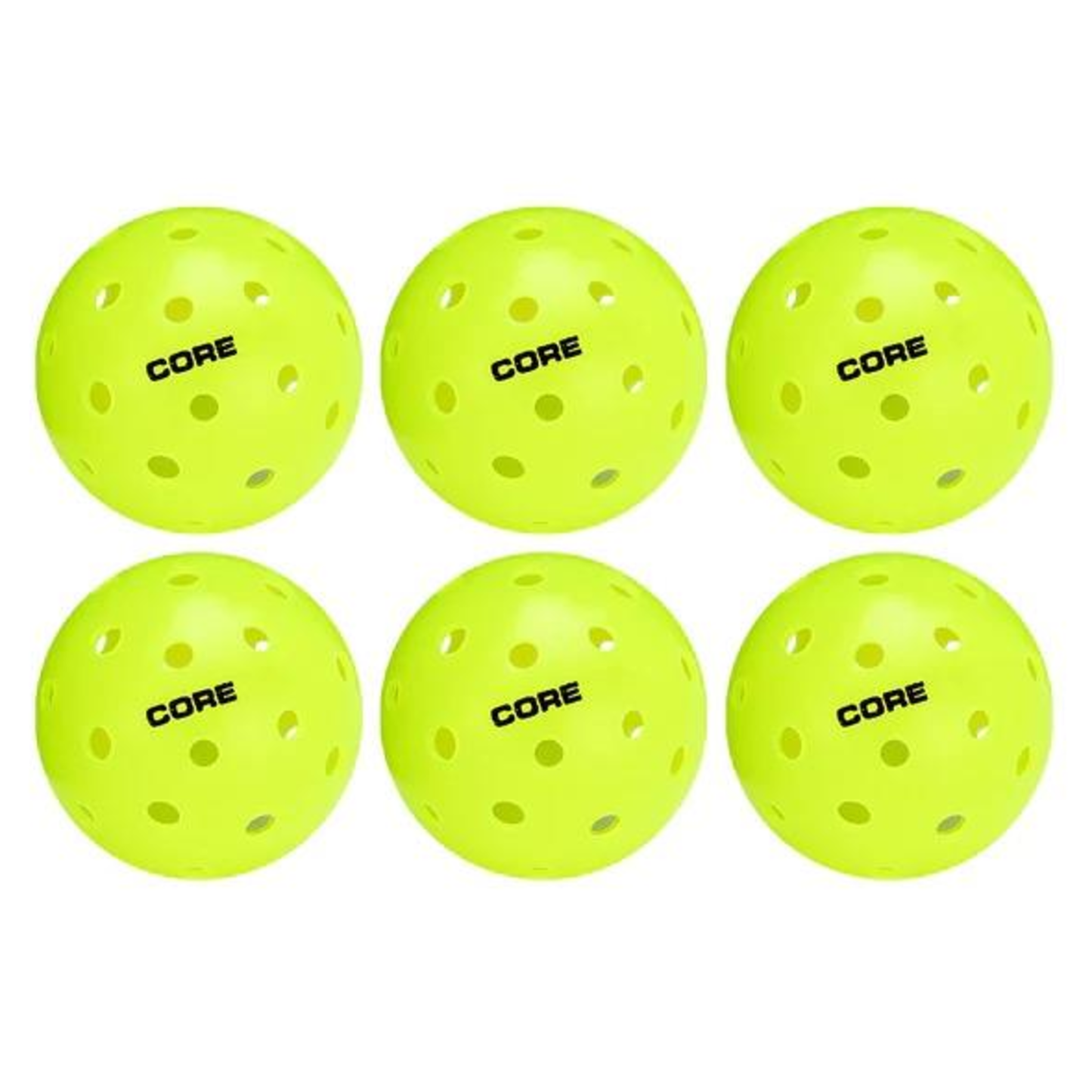 CORE OUTDOOR PICKLEBALLS - 6 PACK - NEON GREEN