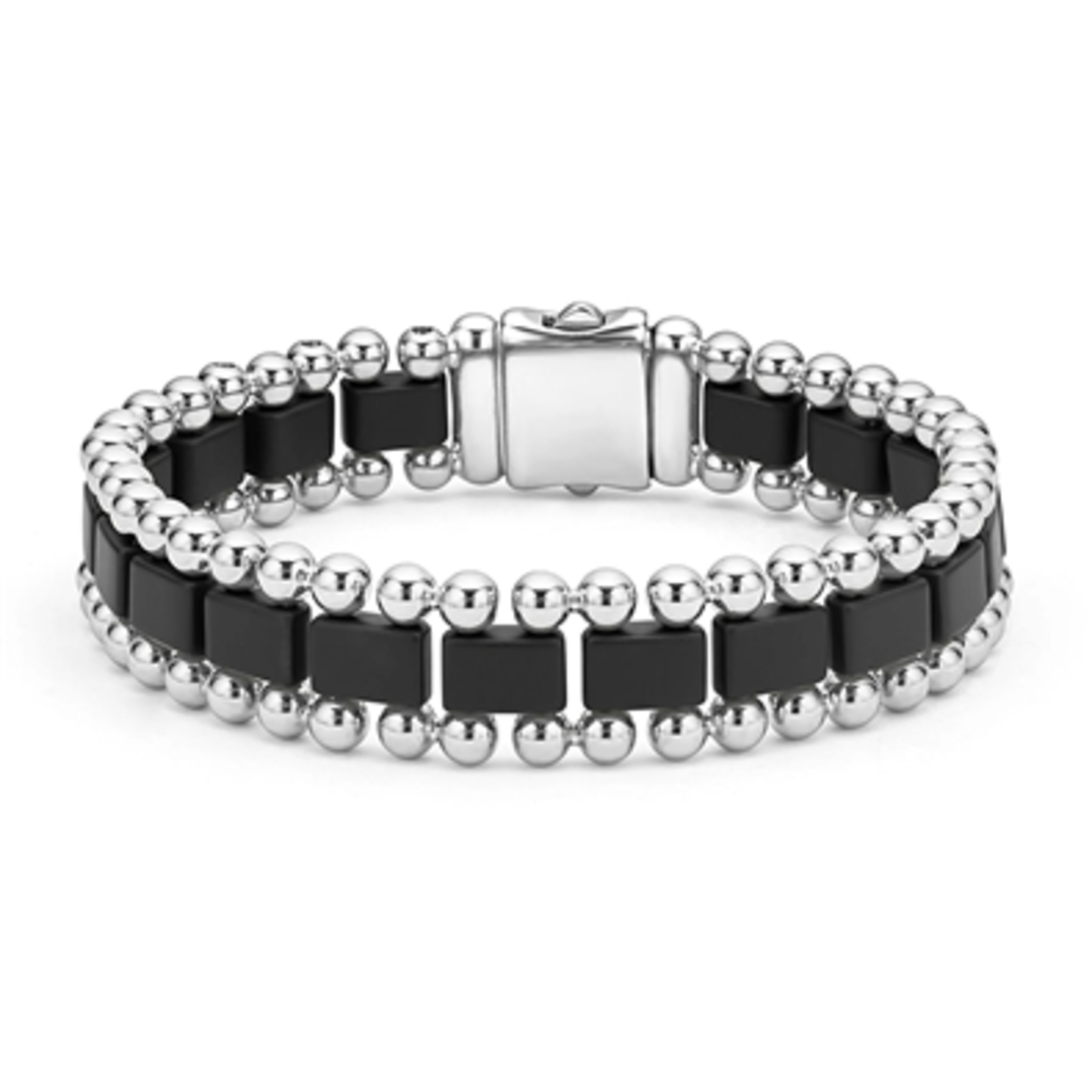 MEN'S MATTE BLACK CERAMIC LINK BRACELET