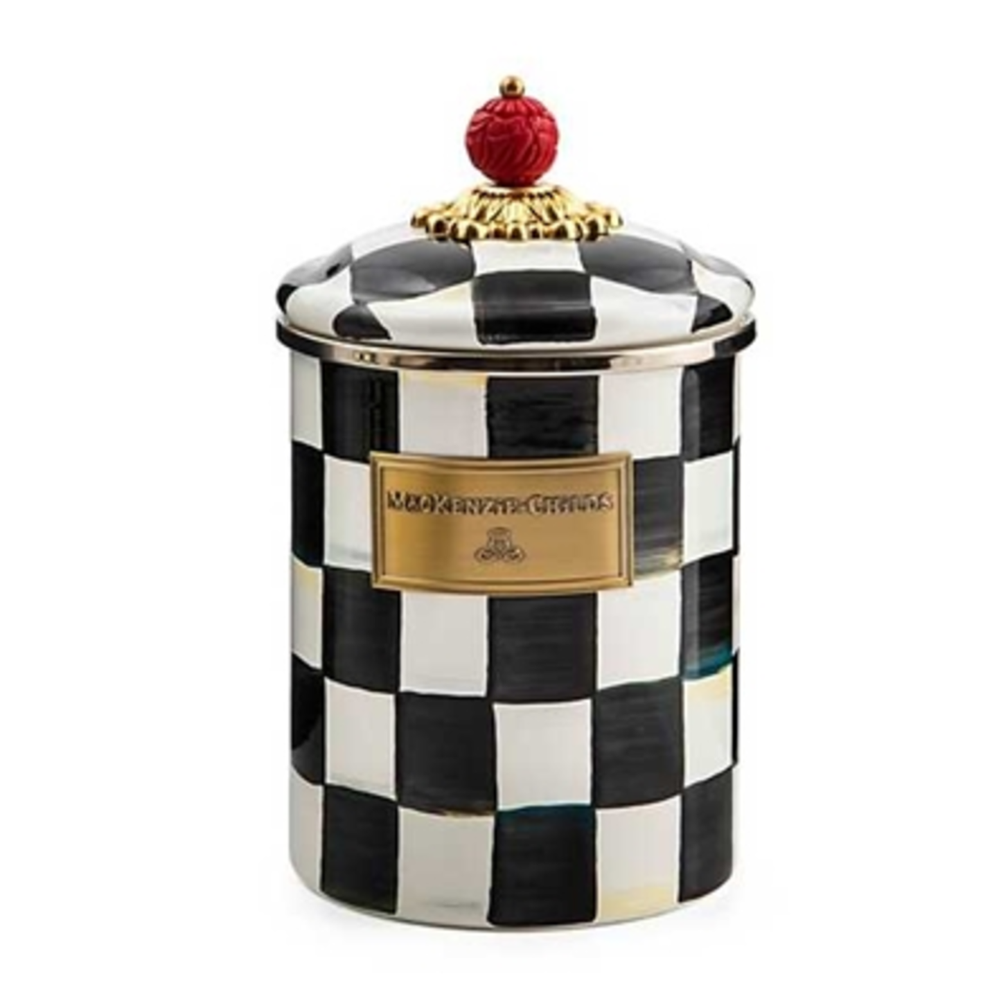 COURTLY CHECK MEDIUM CANISTER, BLACK AND WHITE