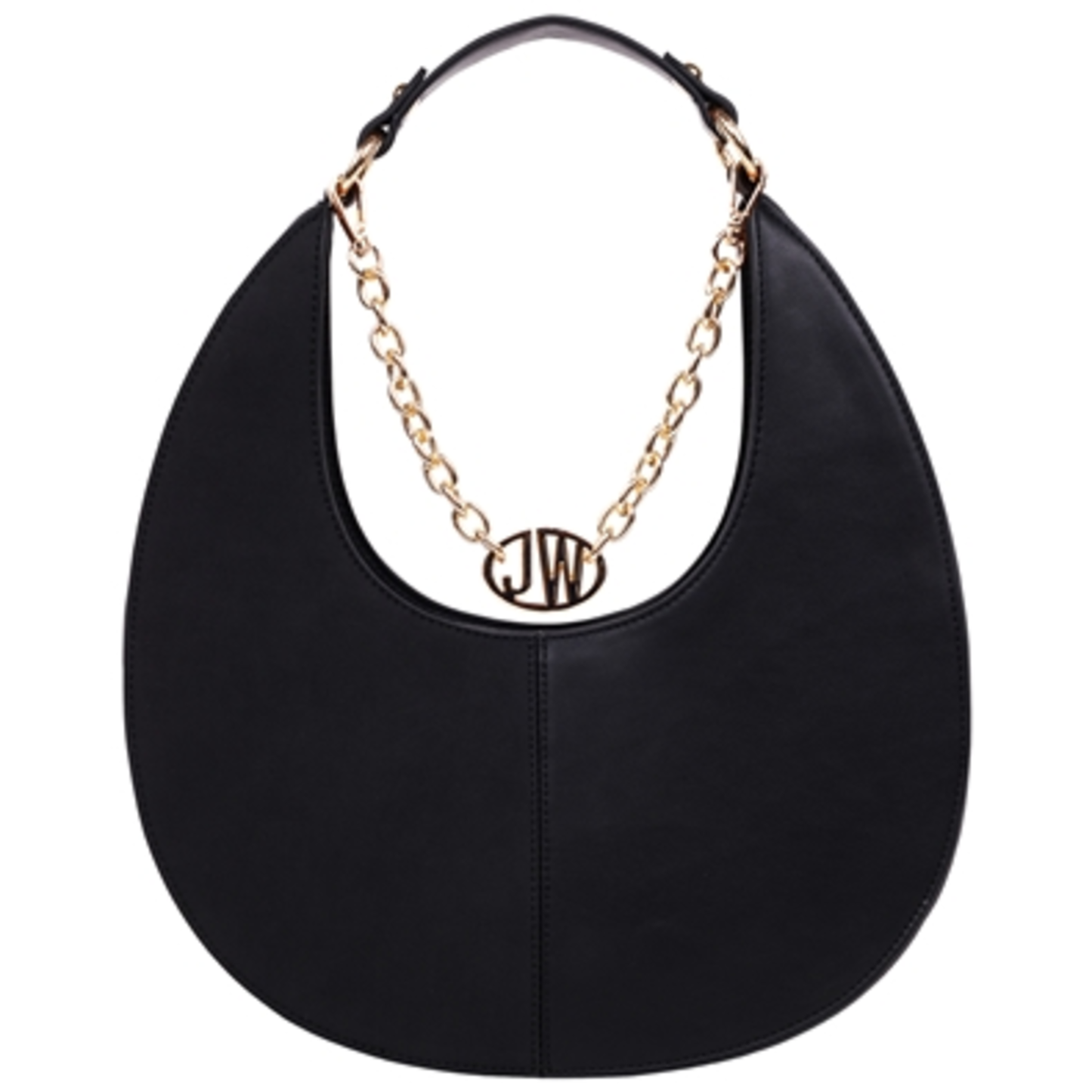 SMOOTH AND SUEDE SHOULDER BAG W/ CHAIN, BLACK
