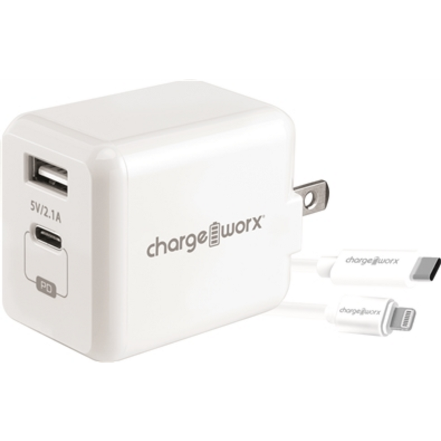 USB-C TO LIGHTENING CABLE W/ WALL PLUG, WHITE, 6'