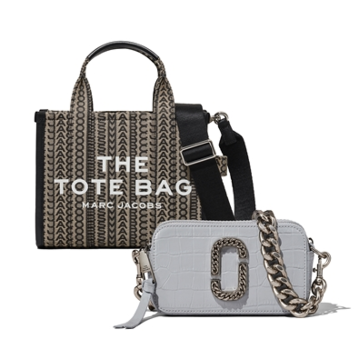 MONOGRAM TOTE W/ CROC EMBOSSED SNAPSHOT, BEIGE MULTI/QUARRY
