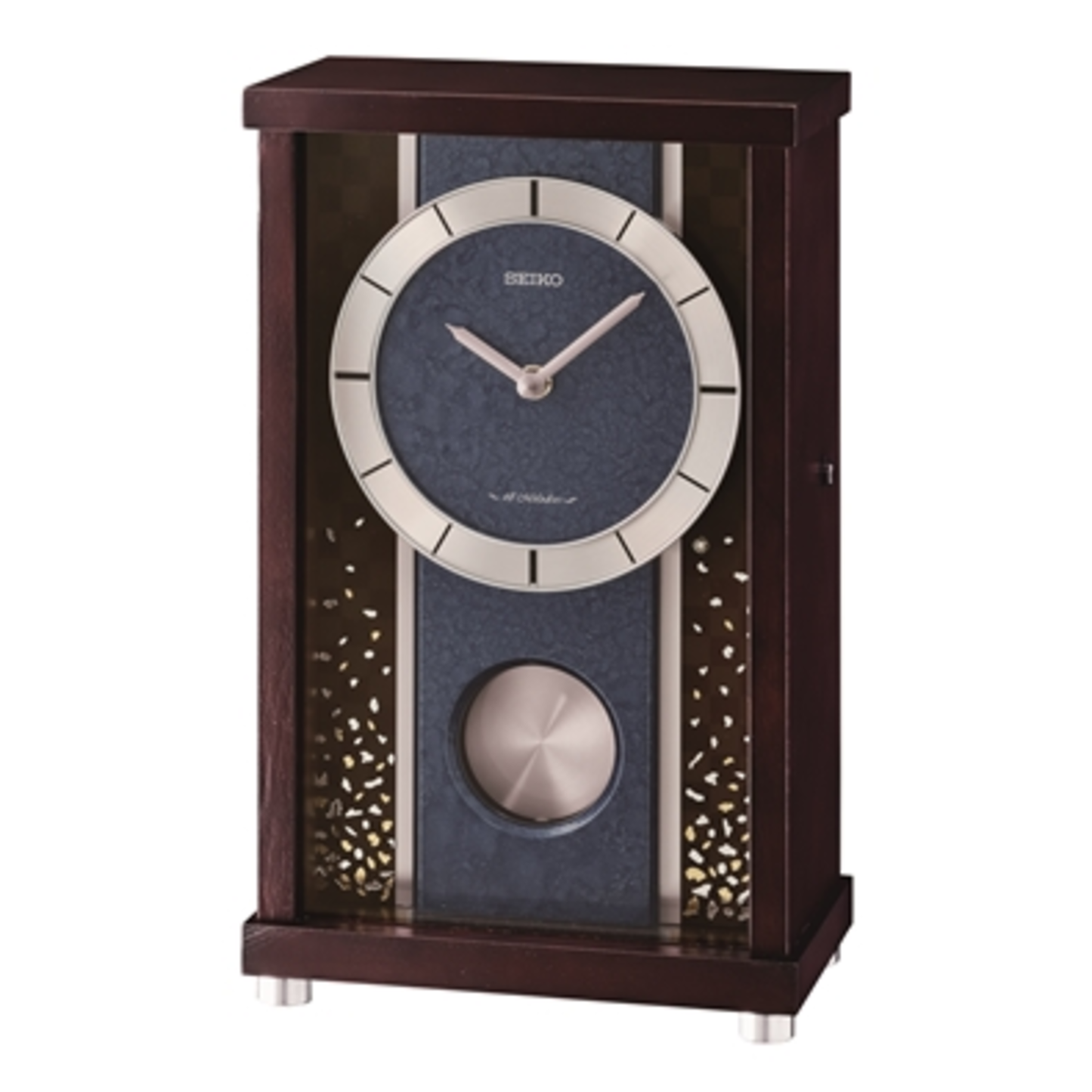 BLUE STREAM MUSICAL MANTEL CLOCK, BROWN, 11.9" X 7.3" X 4.3"