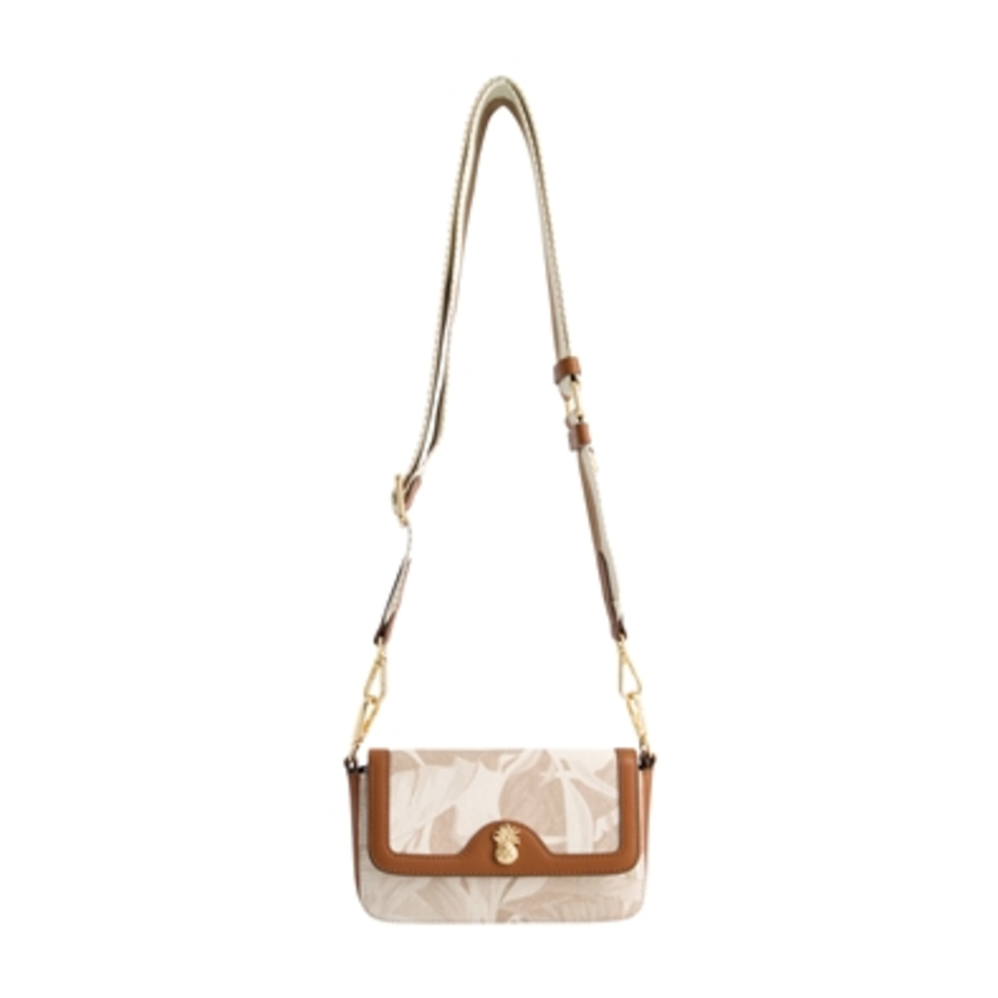 LEATHER TRIM FLORAL DOUBLE CROSSBODY, MULTI, 5.5"