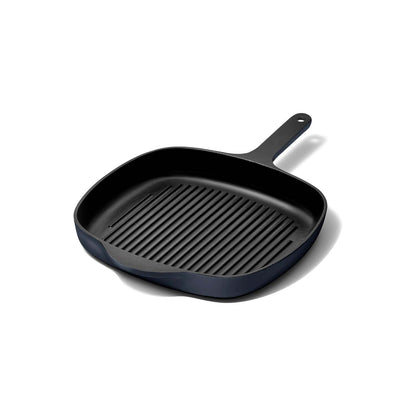10.5" ENAMELED CAST IRON GRILL PAN DARK NAVY
