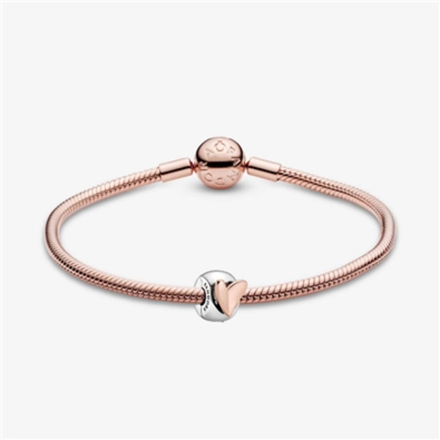 FLOATING HEART  BRACELET, ROSE GOLD, 7.5"