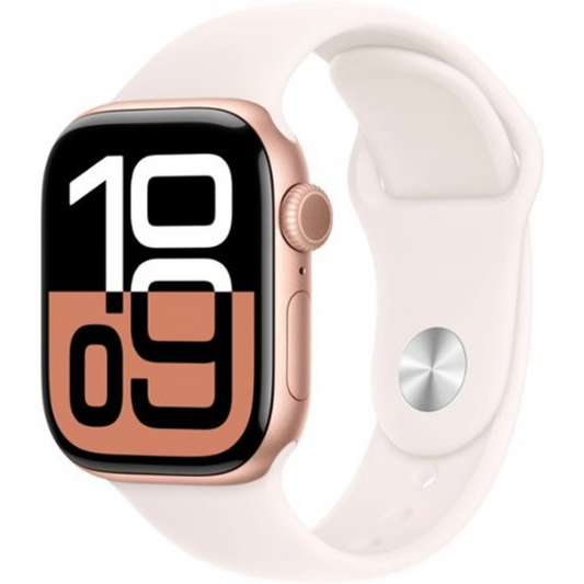 APPLE WATCH SERIES 10 (GPS) 42MM ALUMINUM CASE WITH LIGHT BLUSH SPORT BAND - S/M - ROSE GOLD - (2024)