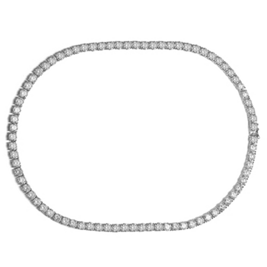 RHODIUM CZ CLASSIC TENNIS NECKLACE, CLEAR, 20''