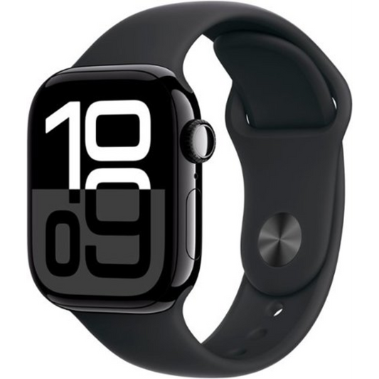 APPLE WATCH SERIES 10 (GPS) 42MM ALUMINUM CASE WITH BLACK SPORT BAND - M/L - JET BLACK - (2024)