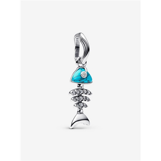 TURQUOISE-COLORED FISHBONE DANGLE CHARM