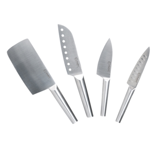 STRAIGHT 4PC SANTOKU KNIFE SET, SILVER