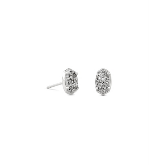 EMILIE STUD EARRINGS RHOD, RHODIUM PLATINUM DRUSY
