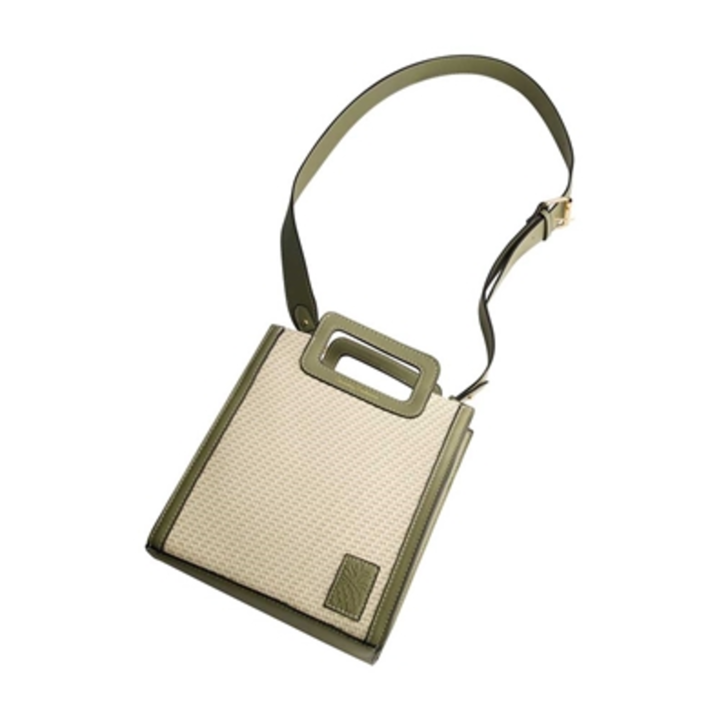 MODERN WOVEN NORTH-SOUTH TOTE, SAGE