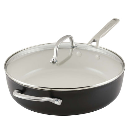 5QT HARD ANODIZED CERAMIC SAUTE PAN W/ LID BLACK