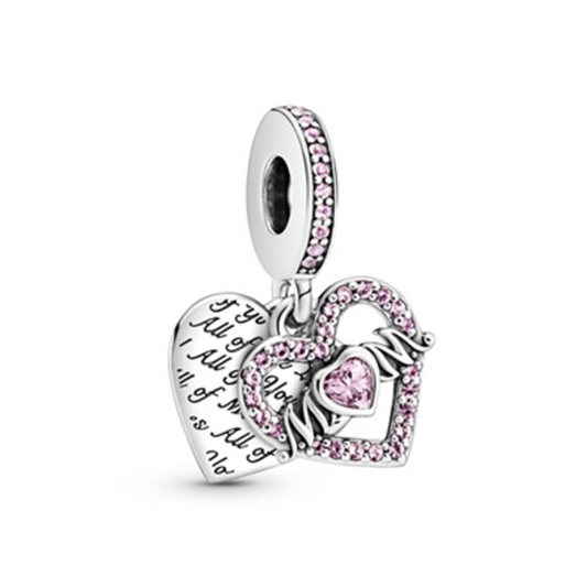 HEART  AND  MOM DANGLE CHARM, PINK
