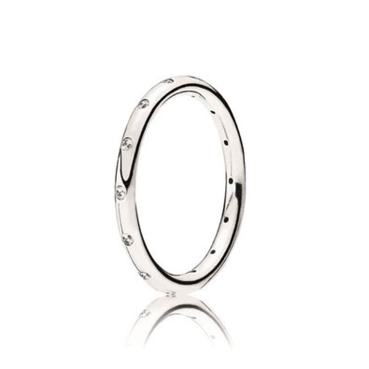 DROPLETS STACKABLE RING, CLEAR CZ, 7.5"