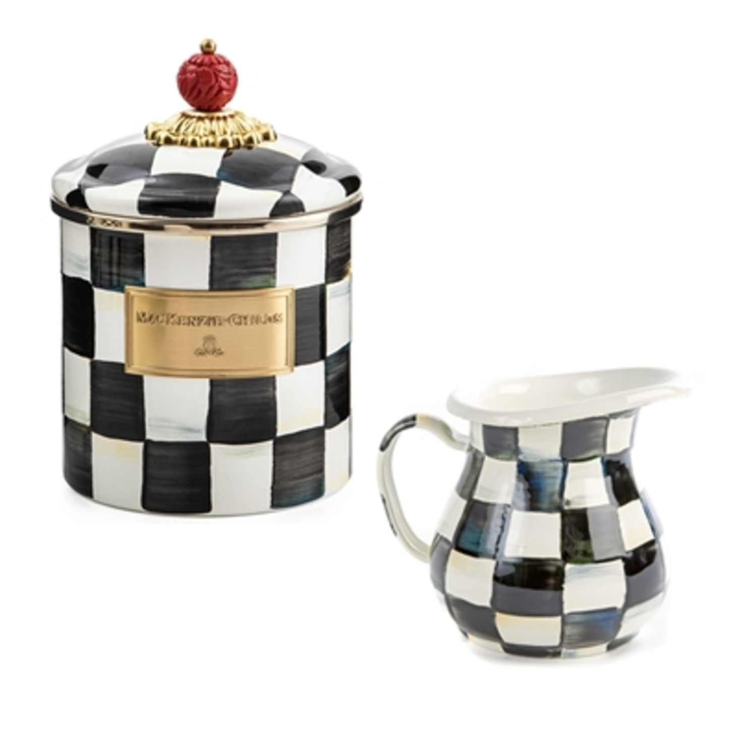 COURTLY CHECK SMALL CANISTER & CREAMER, COURTLY CHECK