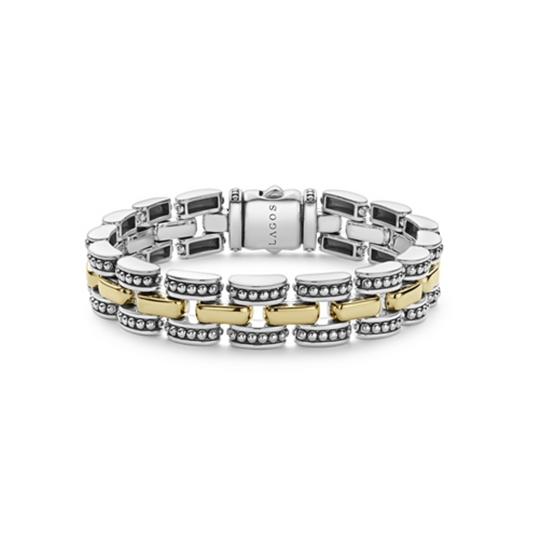 TWO-TONE CAVIAR LINK BRACELET, 7.25"