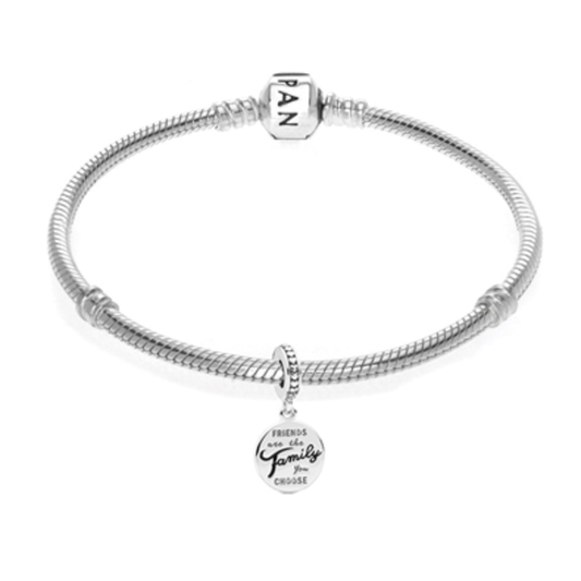 FRIENDS ARE FAMILY BRACELET, SILVER, 6.7"