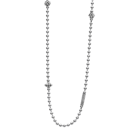 CAVIAR ICON CAVIAR BEADED NECKLACE, SILVER