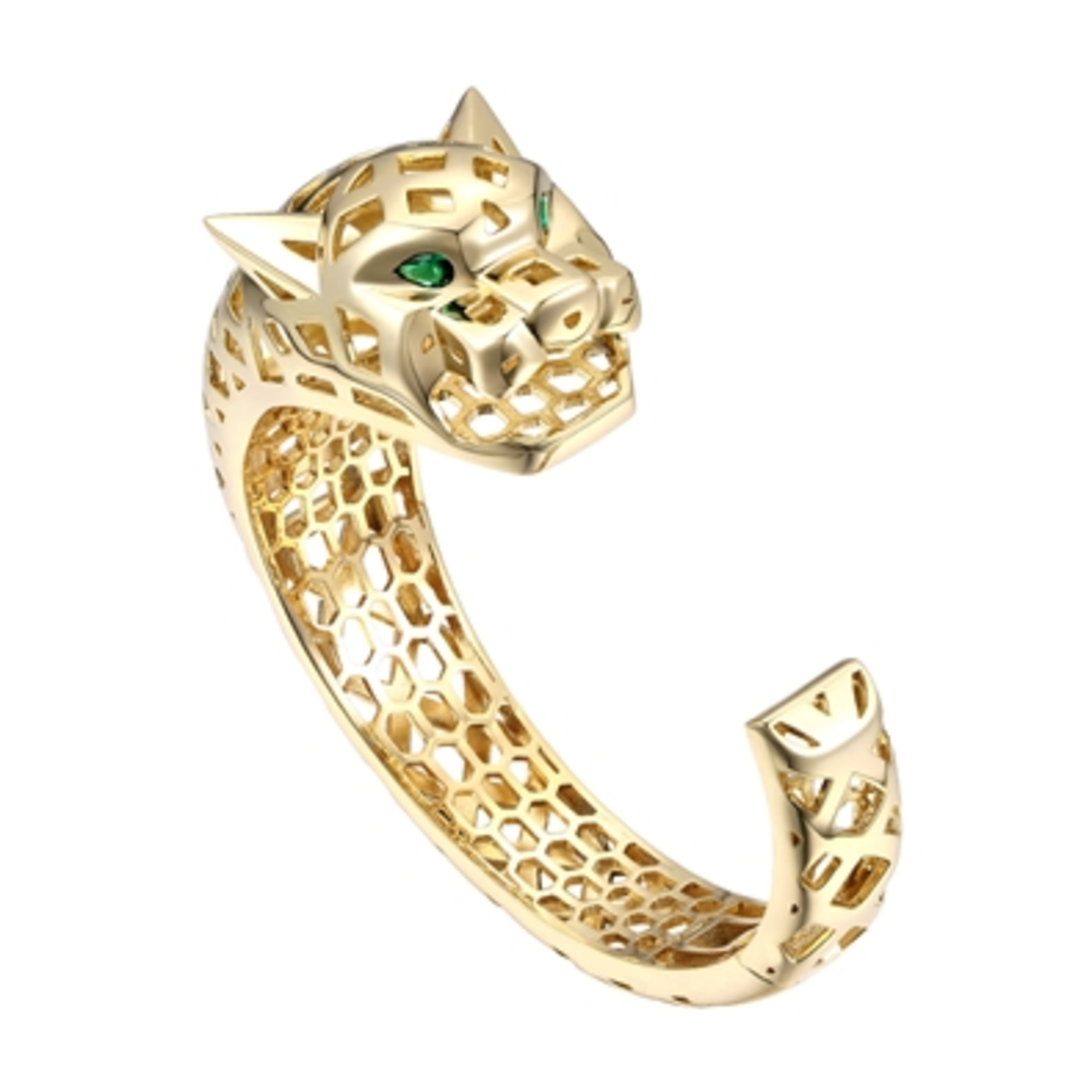 14K YELLOW GOLD TIGER BANGLE, GOLD, 7"