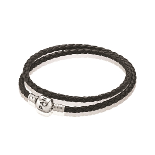 BRAIDED DBL LEATHER BRACELET, 15"