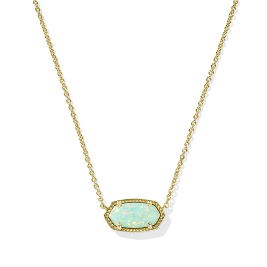 ELISA PENDANT NECKLACE, GOLD GREEN KYOCERA OPAL
