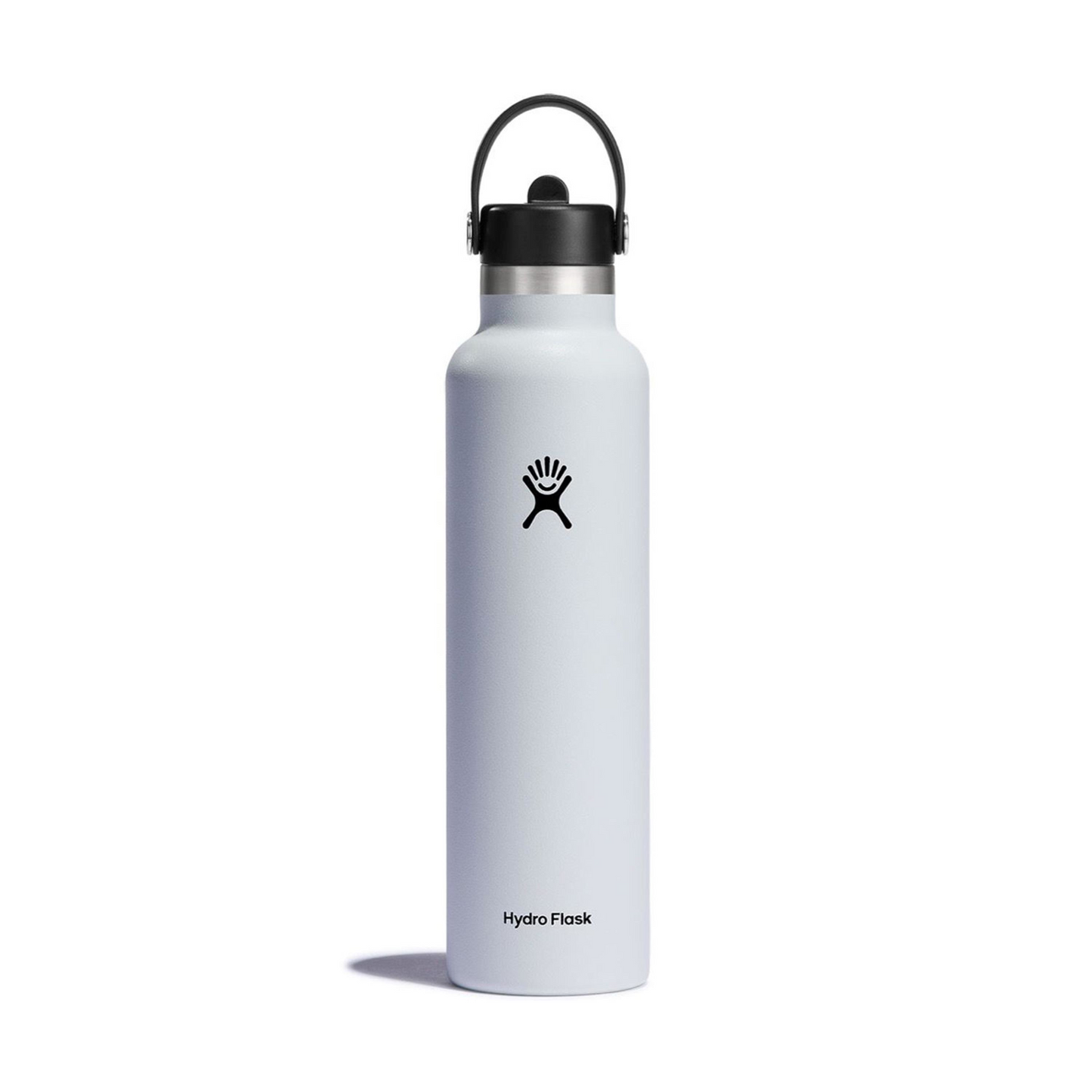 HYDRO FLASK 24 OZ. STANDARD MOUTH BOTTLE W/FLEX STRAW CAP - WHITE