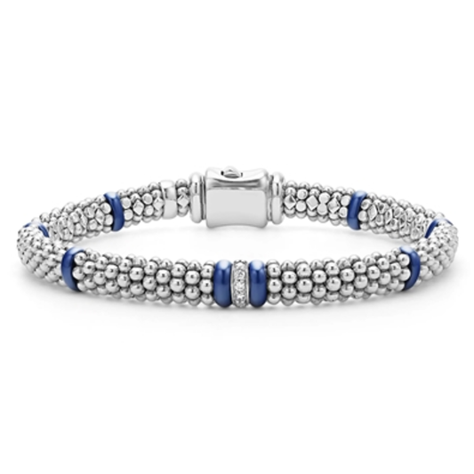 SINGLE STATION DIAMOND CAVIAR BRACELET, ULTRAMARINE, 6.25"-6.75"