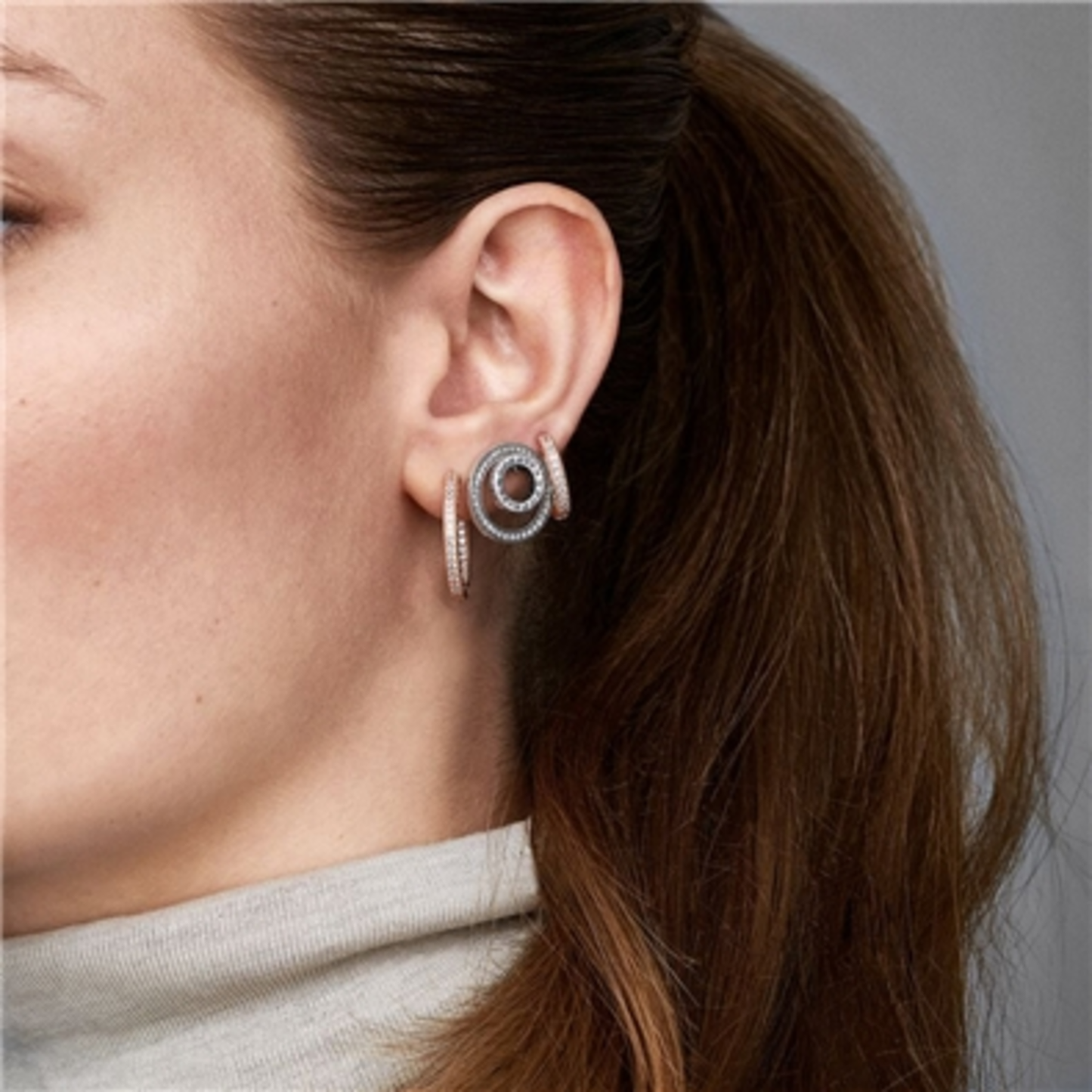 SPARKLE  AND  HEARTS HOOP EARRINGS, ROSE GOLD