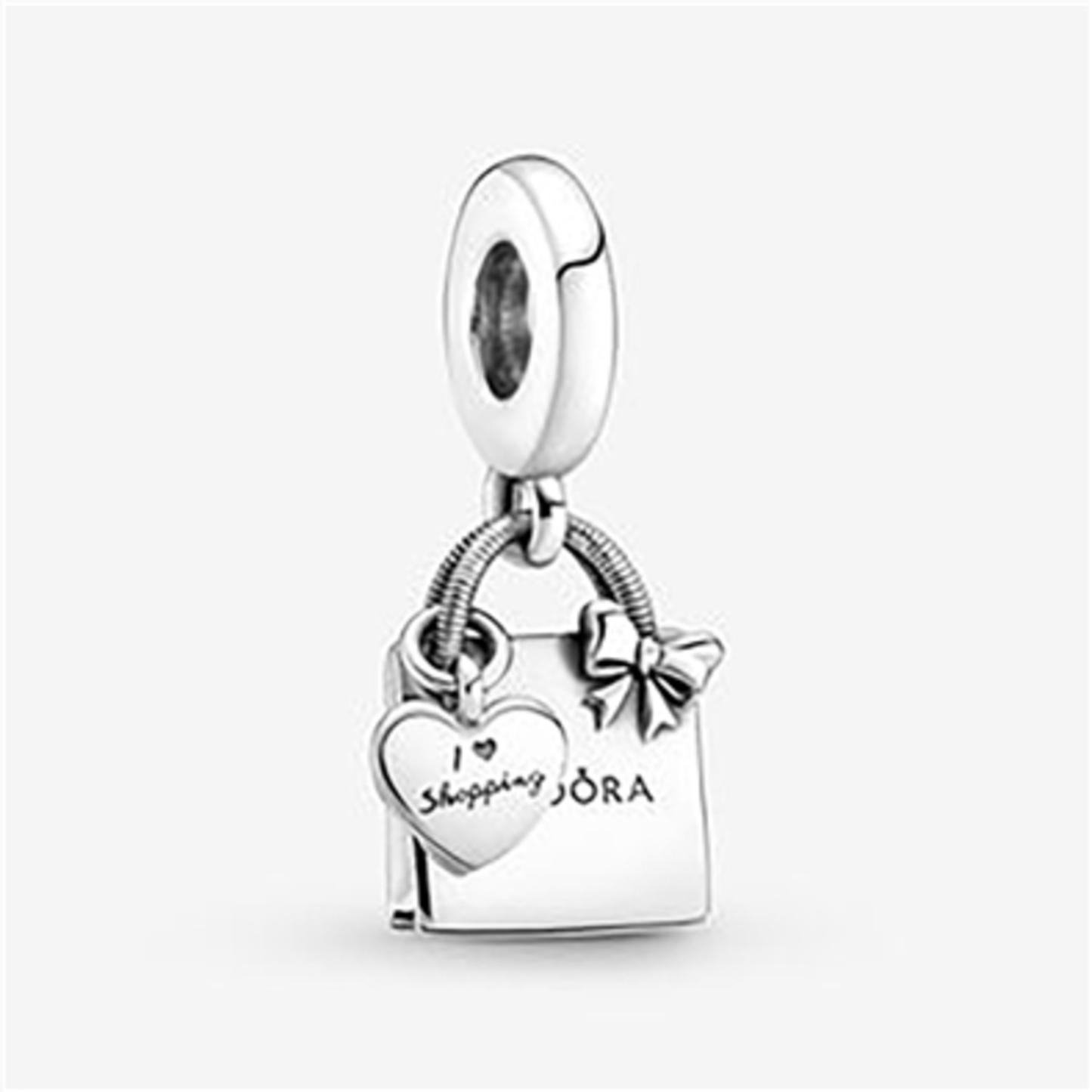 SHOPPING BAG DANGLE CHARM, SILVER