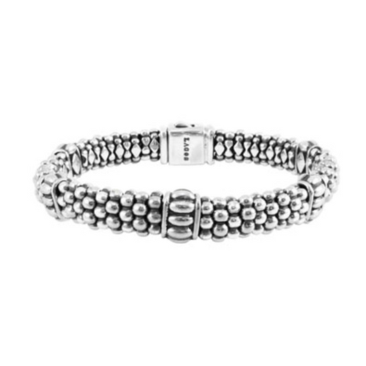 SIGNATURE CAVIAR FLUTED STATION BRACELET