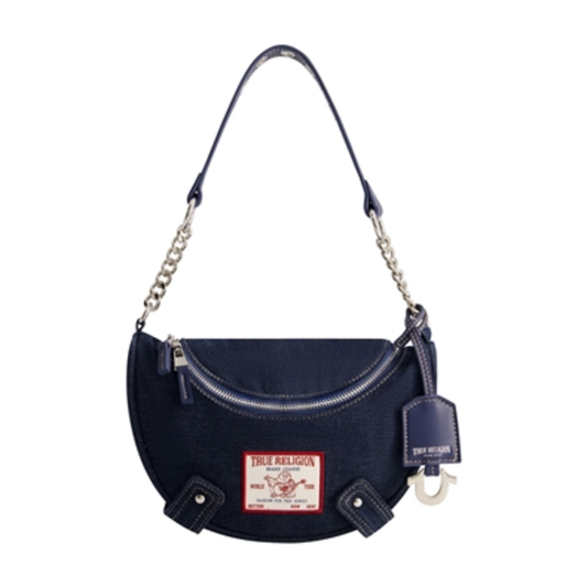 CHAIN HANDLE DENIM HOBO, DENIM/BLUE, ONE SIZE