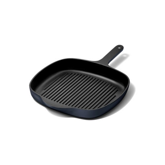 10.5" ENAMELED CAST IRON GRILL PAN DARK NAVY