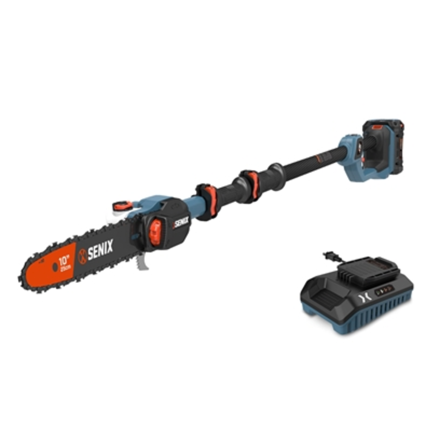 60V 10IN POLE SAW W/ BATTERY AND CHARGER, BLUE, 10"