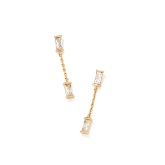 JULIETTE DROP EARRINGS, GOLD/WHITE CRYSTAL