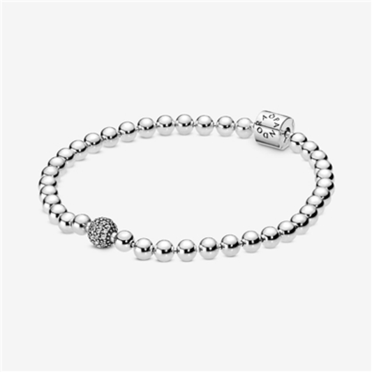 BEADS  AND  PAVÉ BRACELET, STERLING SILVER, 7.5