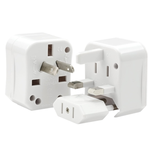 UNIVERSAL TRAVEL ADAPTER W/ CASE, WHITE