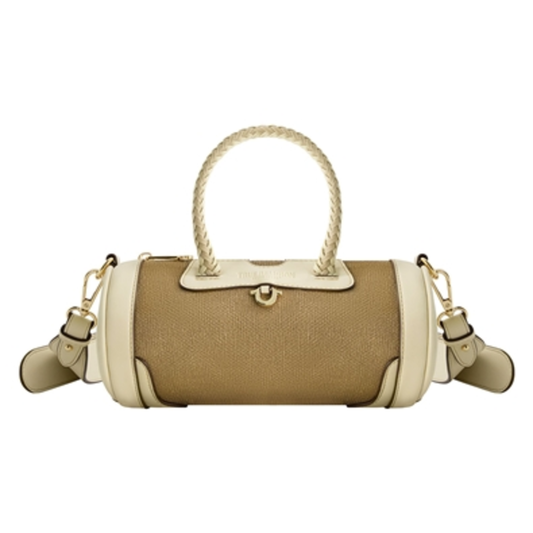 SUEDE MINI DUFFEL CROSSBODY, TAUPE