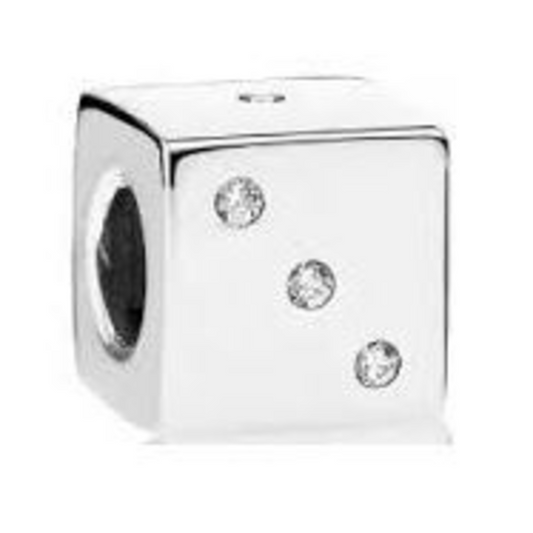 LUCKY DICE CHARM, CLEAR CZ