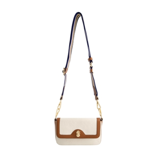LEATHER TRIM SOLID CANVAS CROSSBODY, NATURAL, 5.5"