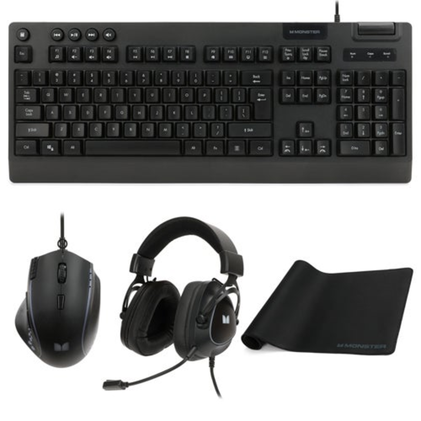 CAMPAIGN GAMING BUNDLE BLACK - KEYBOARD MOUSE HEADSET MOUSE PAD