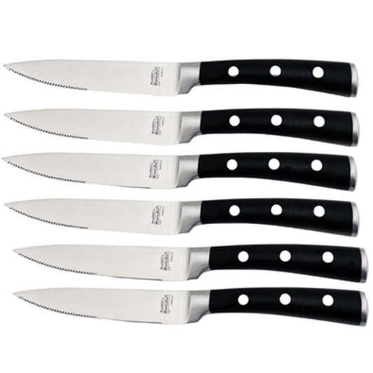 CLASSICO 6PC SS STEAK KNIVES, BLACK, 9"