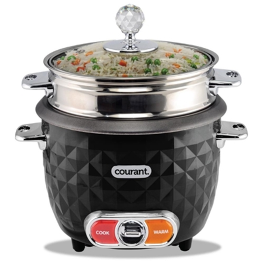 COURANT 10C RICE COOKER  AND  STEAMER - BLK, BLACK