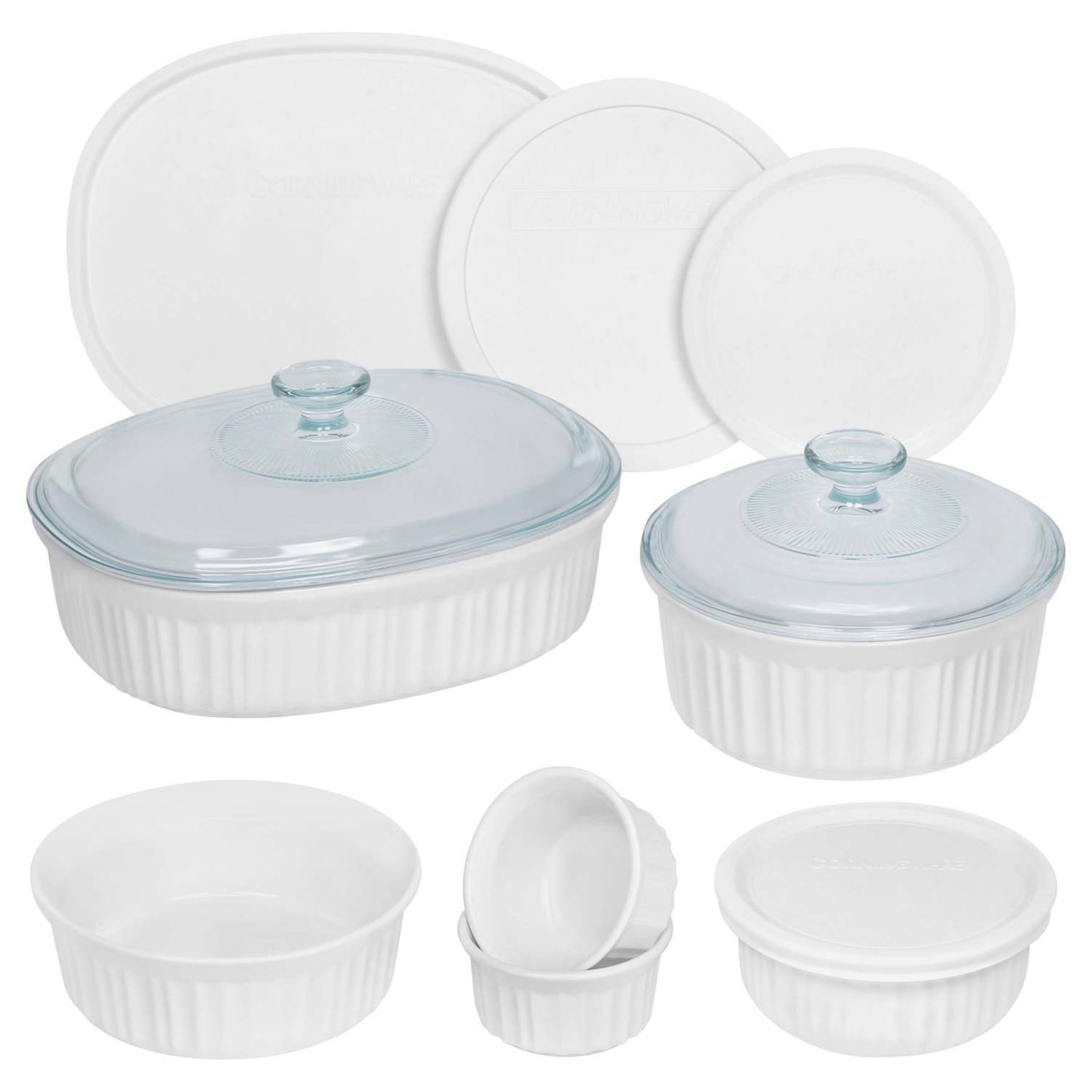 FRENCH WHITE 12PC ROUND & OVAL BAKING SET