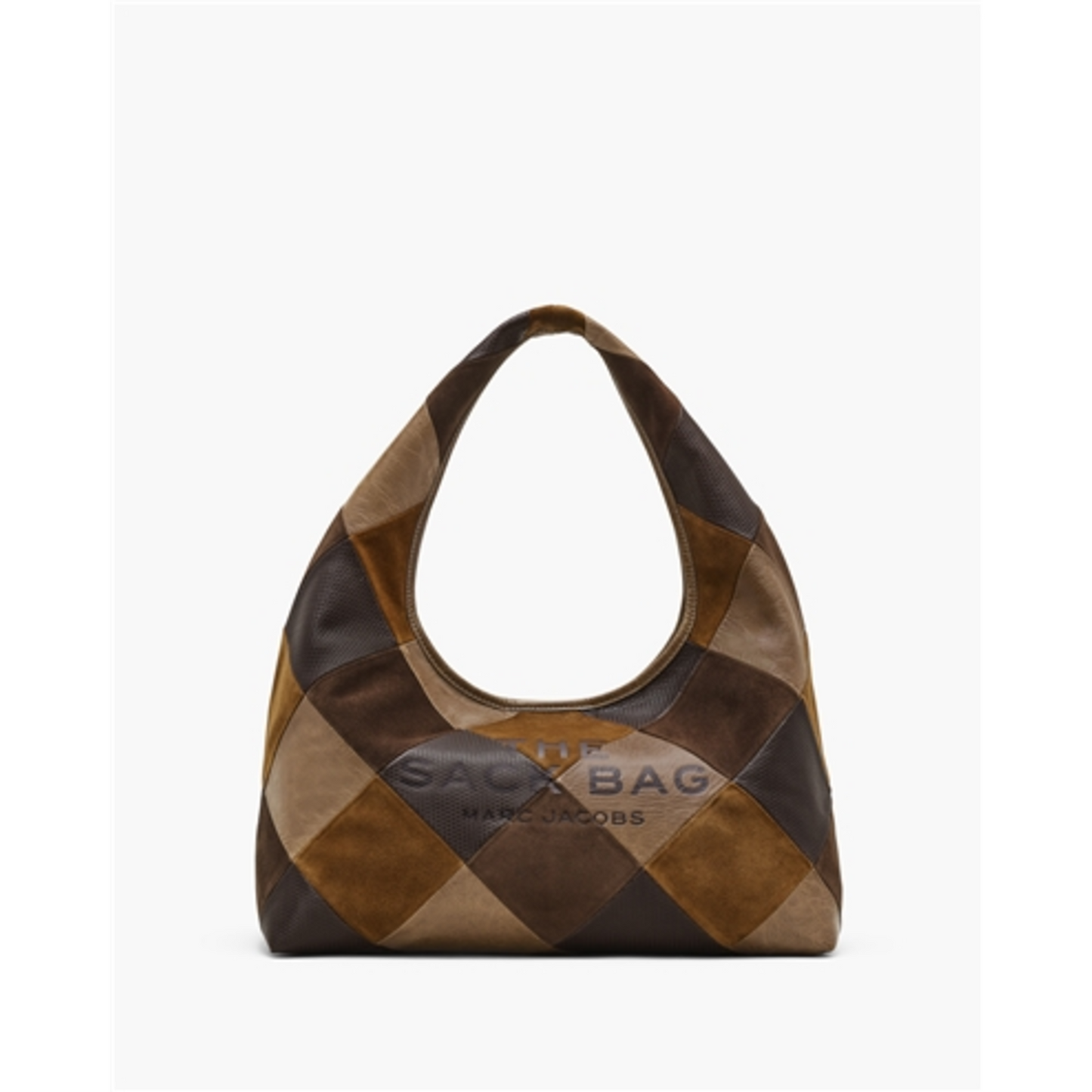 THE SUEDE PATCHWORK SACK BAG, BROWN MULTI